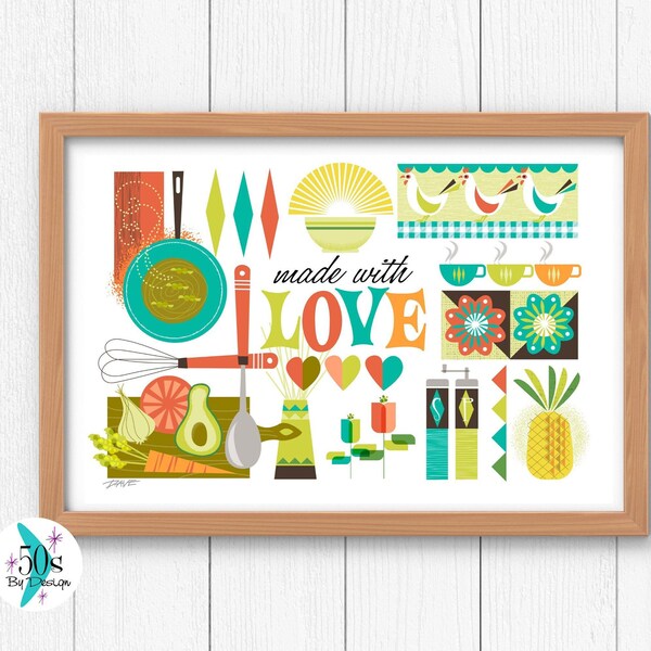 Colorful Kitchen Art Etsy