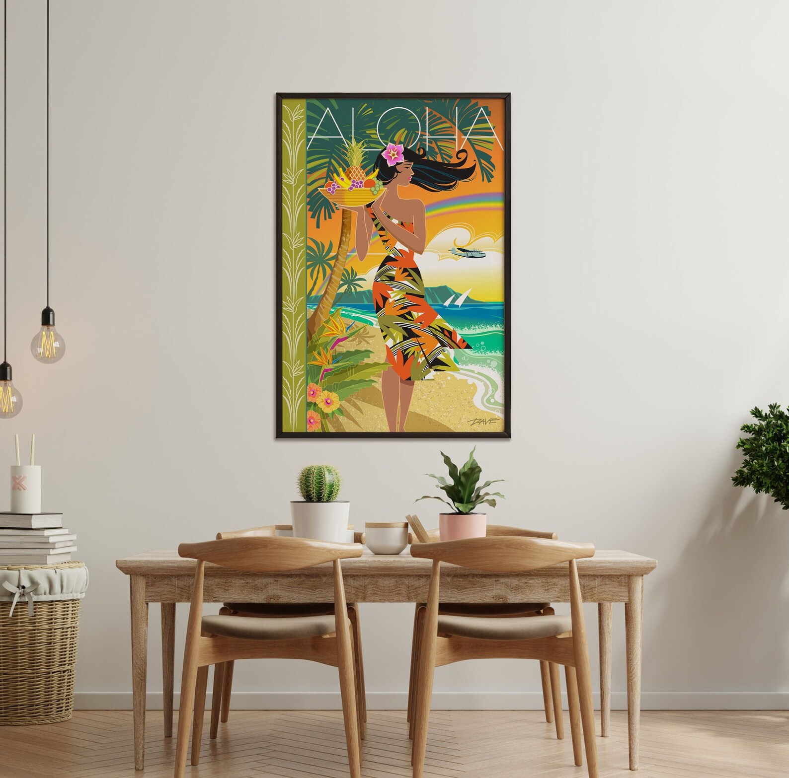 Aloha Hawaiian Art Print | Diamond Head Honolulu | Hawaii Clipper | Mid ...
