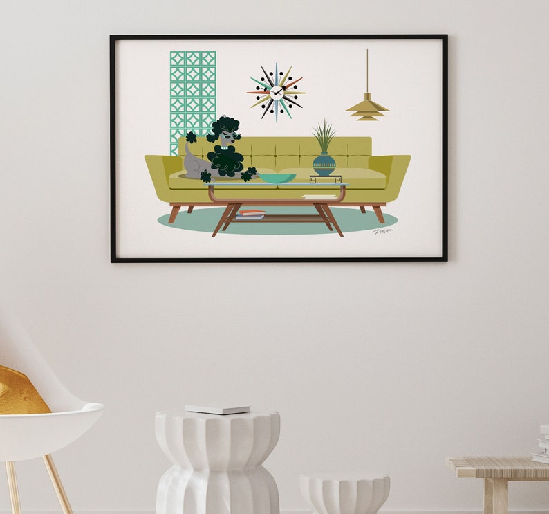 50s Poodle Art Print Mid Century Modern Wall Art Atomic Age Breeze Blocks Atomic Clock Printable Wall Art Digital Download image 5