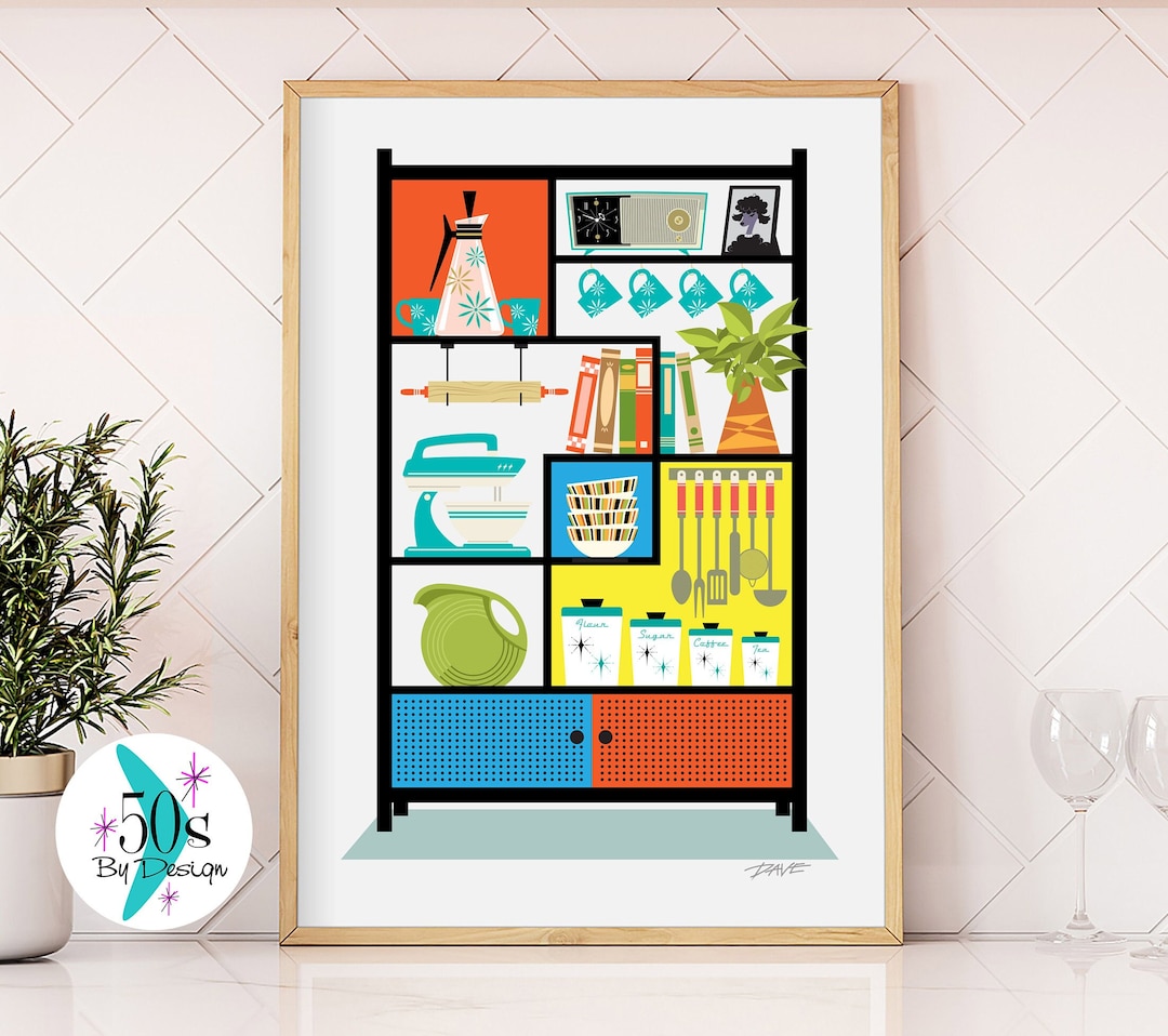 Mid Century Modern Kitchen Art 50s Kitchen Accent MCM Etsy