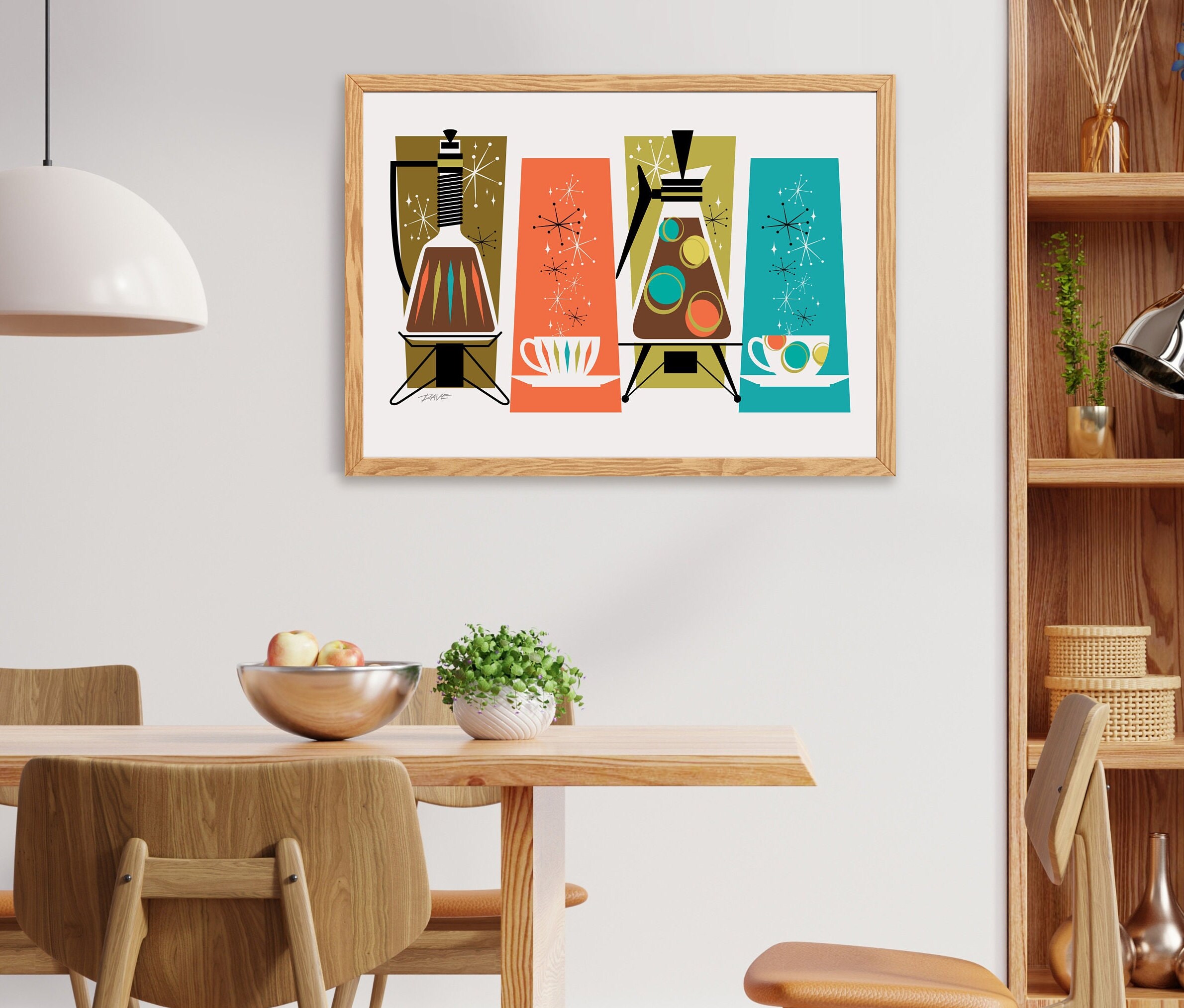 Coffee Poster Mid Century Modern, Retro-trendy Kitchen, Atomic Wall Art ...