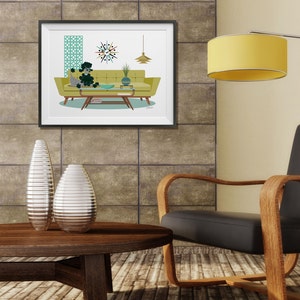 50s Poodle Art Print Mid Century Modern Wall Art Atomic Age Breeze Blocks Atomic Clock Printable Wall Art Digital Download image 3