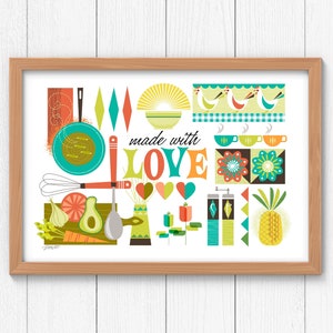 Mid Century Modern Kitchen Decor | Colorful Cooking Print | Gift for Cook | Unique Gift for Mom | Kitchen Art Print | Digital Download