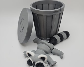 Racoon and Trash Can or Log - Adorable Trash Panda