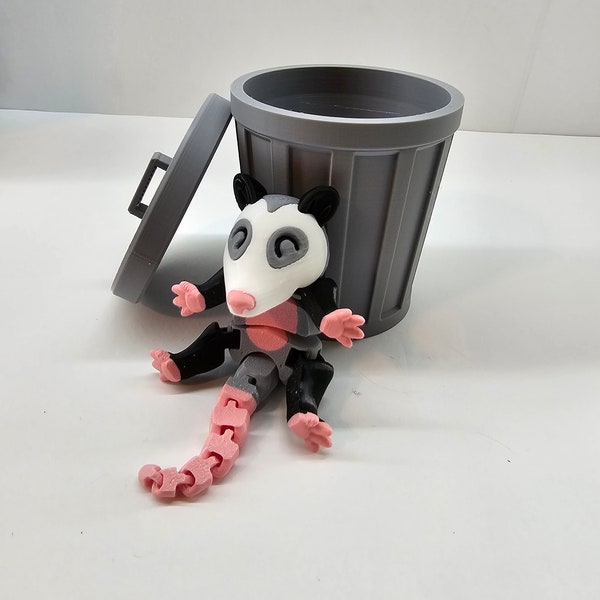 3D Printed Opossum and Trash Can
