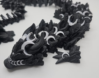 3D Printed Lunar Moon Dragon – Articulated Fantasy Dragon – 24 Inches Long – Custom Colors Available