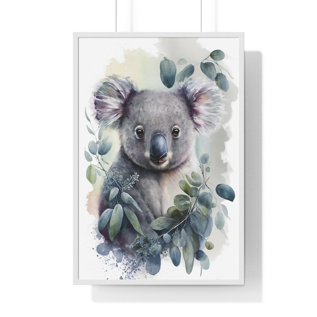 Koala Wandtattoo Aquarell Eukalyptus Zweig 57x32cm Kinderzimmer Deko