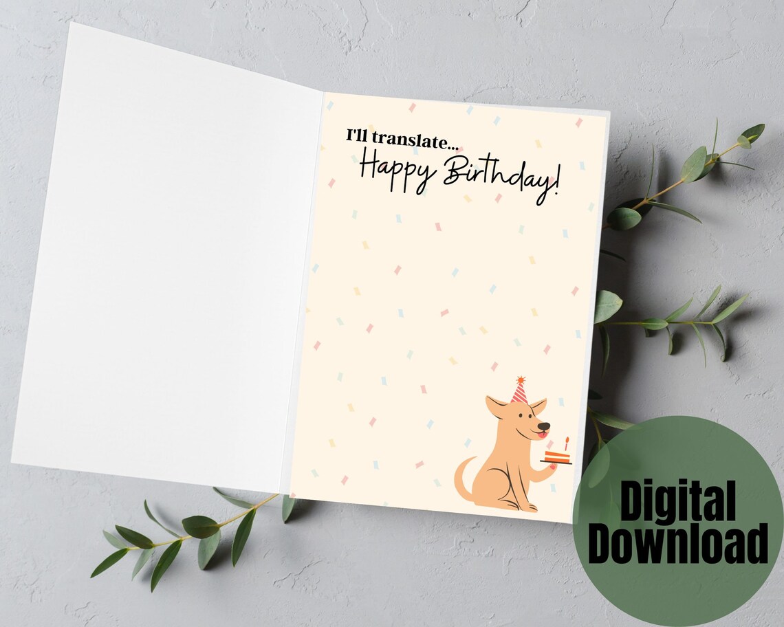 Printable Dog Birthday Card Digital Download Birthday Card Birthday ...