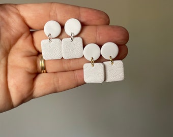 Everyday Earrings | White Petite Earrings | Geometric Earrings | Handmade Polymer Clay Earrings