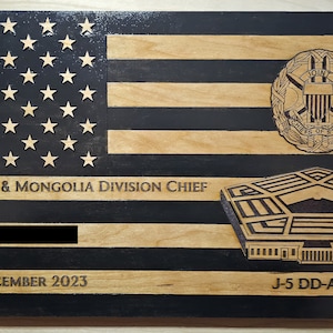 Laser Engraved Flag Plaque - Wood Flag - Retirement - PCS - Military Gift - Army - Navy - Air Force - Retirement Gift - American Flag
