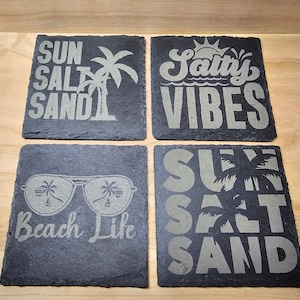 Beach Slate Coasters | Engraved Coasters | Wedding Gift | Housewarming Gift | Beach Life | Nautical Gift