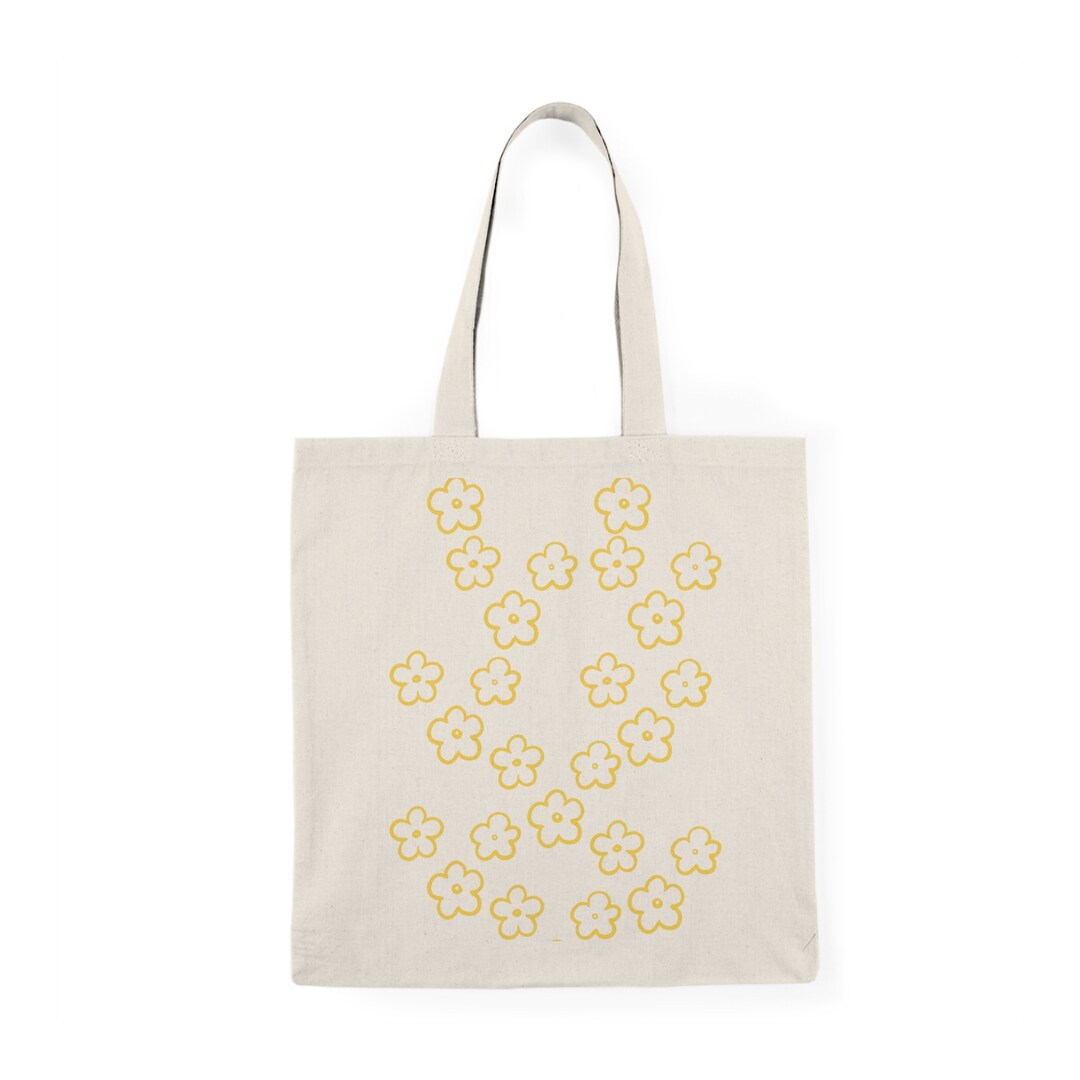 Daisy Flower Canvas Tote Bag, Floral Canvas Shoulder Shopping Bag Etsy