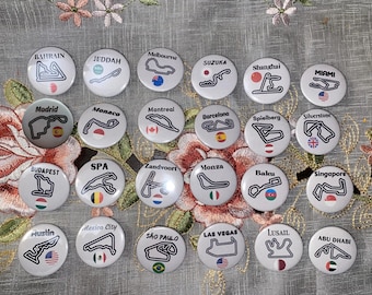 2026 F1 Formula One Race Track Circuit Buttons