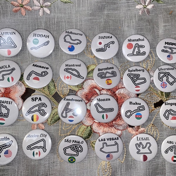 2024 F1 Formula One Race Track Circuit Buttons