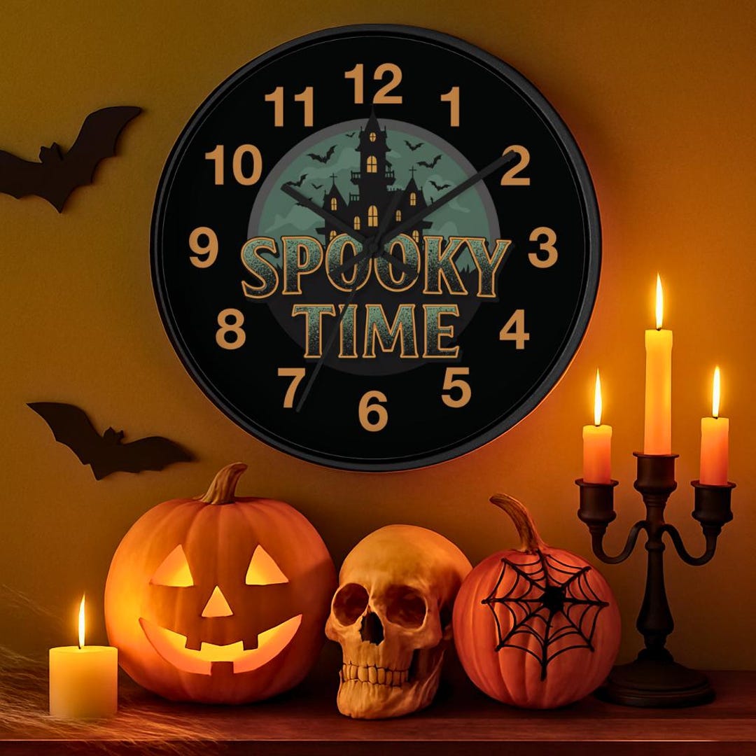 Spooky Time Wall Clock - Halloween Decor, Unique Gifts, Home Accent ...