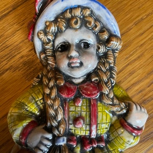 Vintage Ceramic Wall Plaque little girl