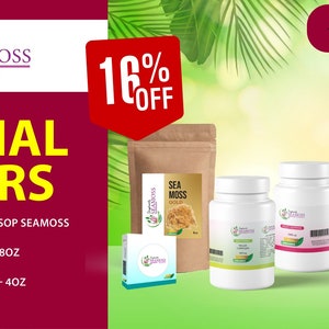 Handgemachtes Seemoos Bundle-Paket, Vegan und Bio, Gesichts- und Körperseife, Holundersirup, Neem-Kapseln, 16% Rabatt