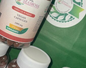 Cápsula de hibisco orgánico - Suplementos naturales de apoyo inmunológico y cardíaco sin gluten y veganos, salud de la mujer, dieta de bienestar, natural