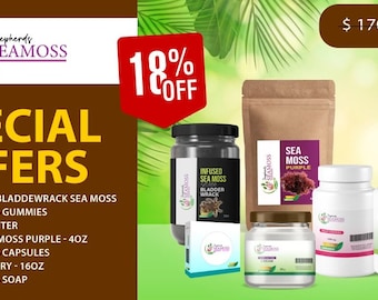 Sea Moss Capsules & Elderberry Syrup Bundle Package, Immune Health Support, Organic Herbs, 18% off