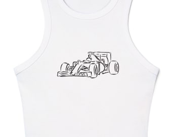 Koszulka z grafiką kierowcy Formuły 1 w stylu retro | Flaga na mecie bolidu F1