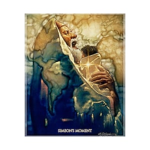 Simeon's Moment von Ron DiCianni - Weißes Satin Giclee Prints (210gsm)
