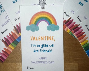 VALENTINE’s DAY TAGS rainbow for kids classrooms and more