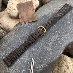 14mm Hirsch Genuine Calfskin Leather Braided Brown Tan Watch Band Regular
