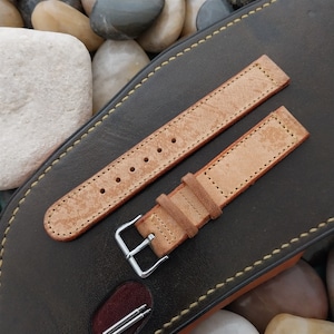 1950s Elgin Buckle & 5/8&quot; Waxed Norwegian Calf Classic Unused Vintage Watch Band