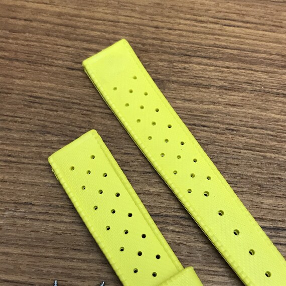 18mm Swiss SUB Dive Yellow Strap Skindiver nos 1960s … Gem