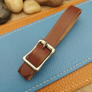 English Bridle Leather Pocket Watch Fob Strap &Antique Nickel Finish Cast Buckle