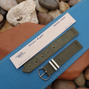 5/8&quot; OD Green Service Poplin Canvas Military WWII nos 1940s Vintage Watch Band