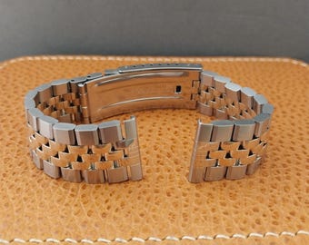19mm 18mm JB Champion Gold rgp & Stainless Steel Solid Link Vintage Watch Band