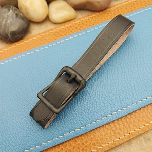 English Bridle Leather Vintage Pocket Watch Fob Strap & Cast Black Buckle