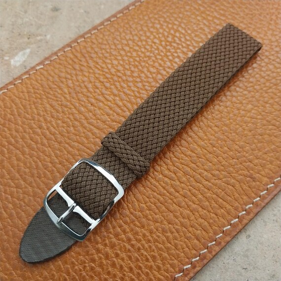 18mm Perlon Brown Melange German Single Pass 1960s Field Watch Strap