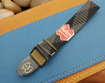 Braided Perlon 18mm 60s Vintage Watch Band Black& Gray Argyle 1-Piece