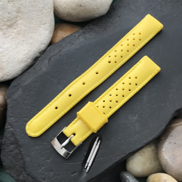 13mm Swiss SUB Dive Yellow Strap Skindiver Unused 1960s Vintage Watch Band nos