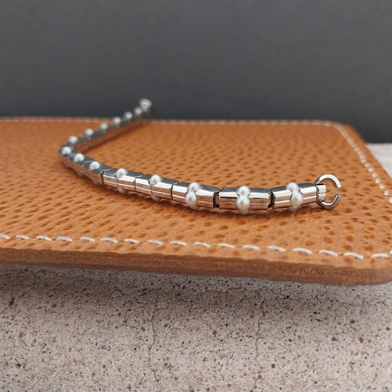 White Gold-fill & Pearl Ladies Single-lug Speidel Unused 50s  display picture 1
