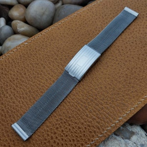 5/8&quot; 1930s Mesh Chrome Plated Nanasi USA Senator Long Unused Vintage Watch Band