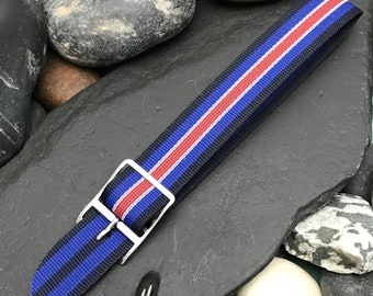 Perlon Reversible 18mm Red White Blue Military Unused 1960s Vintage Watch Band