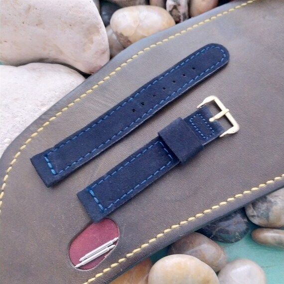5/8" Gemex Blue Suede Leather nos Unused 1950s Vi… - image 4