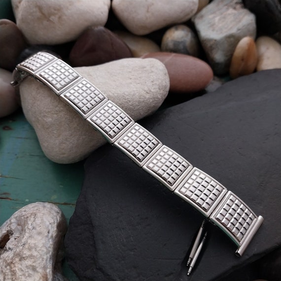 1950s Speidel 10k White Gold-Filled Checkerboard … - image 1