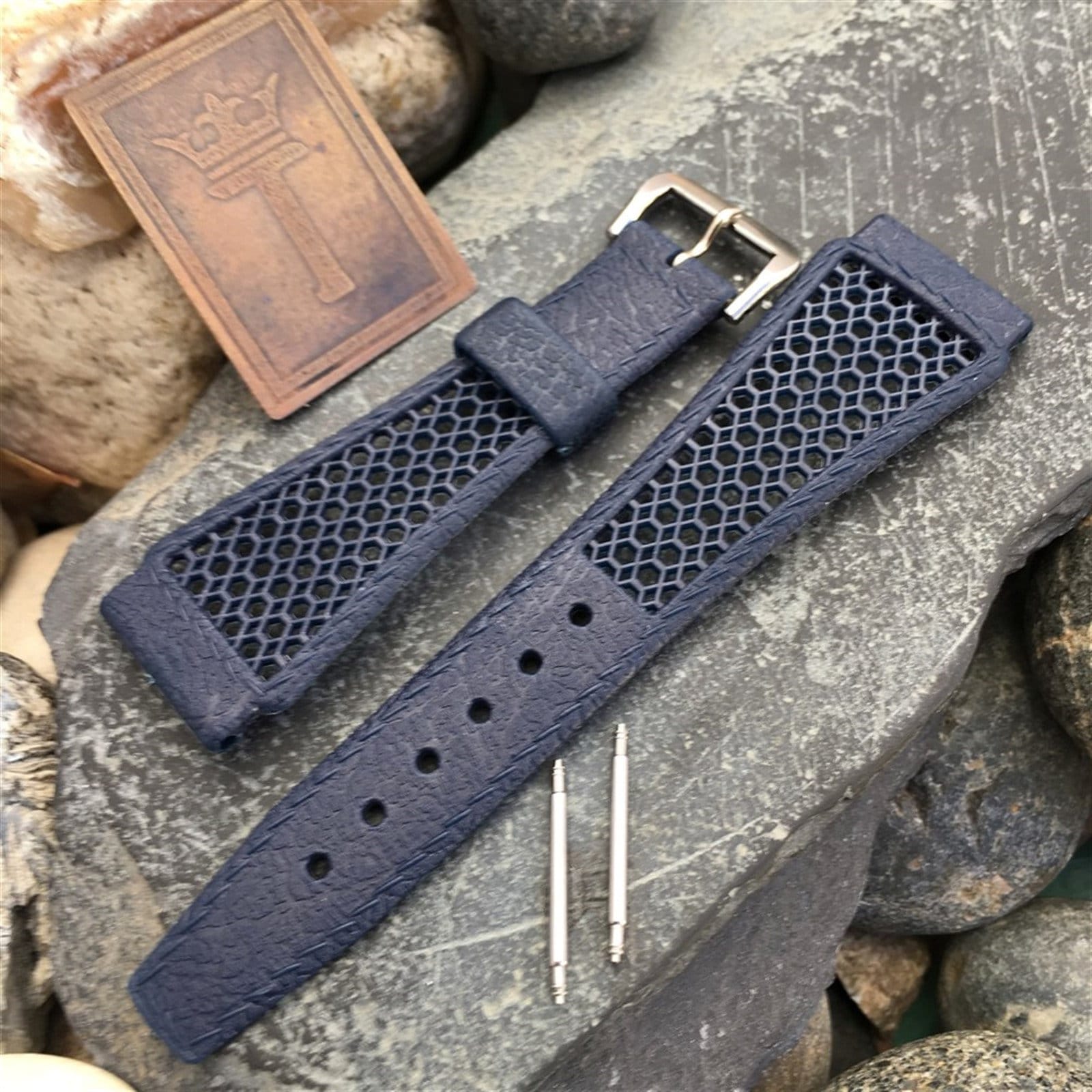 22mm Blue Divers Watch Band & ACIER Signed Buckle Swiss Etsy