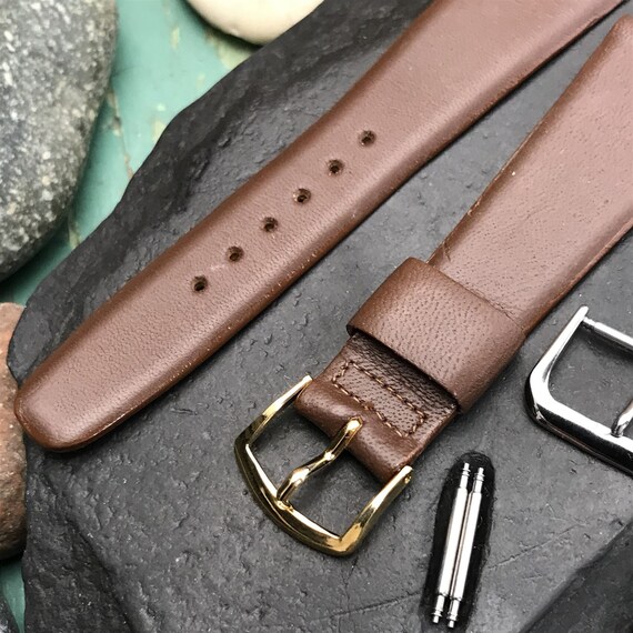 22mm Speidel USA Brown Leather nos Unused Tapered… - image 2