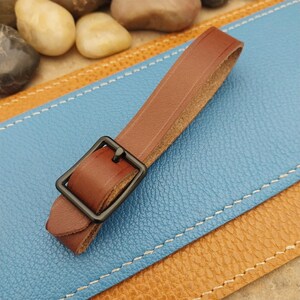 English Bridle Leather Vintage Pocket Watch Fob Strap & Cast Black Buckle