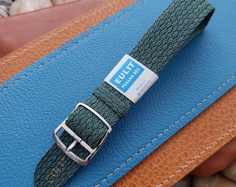 18mm Perlon Mesh Eulit Green Melange Single Pass Unused 60s Vintage Watch Strap