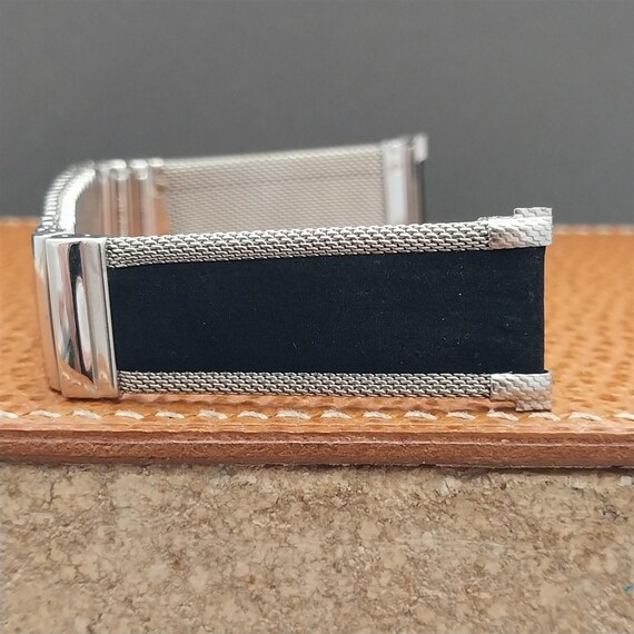 Stainless Steel & Black Corfam JB Champion Unused nos 1960s Vintage Watch Band
