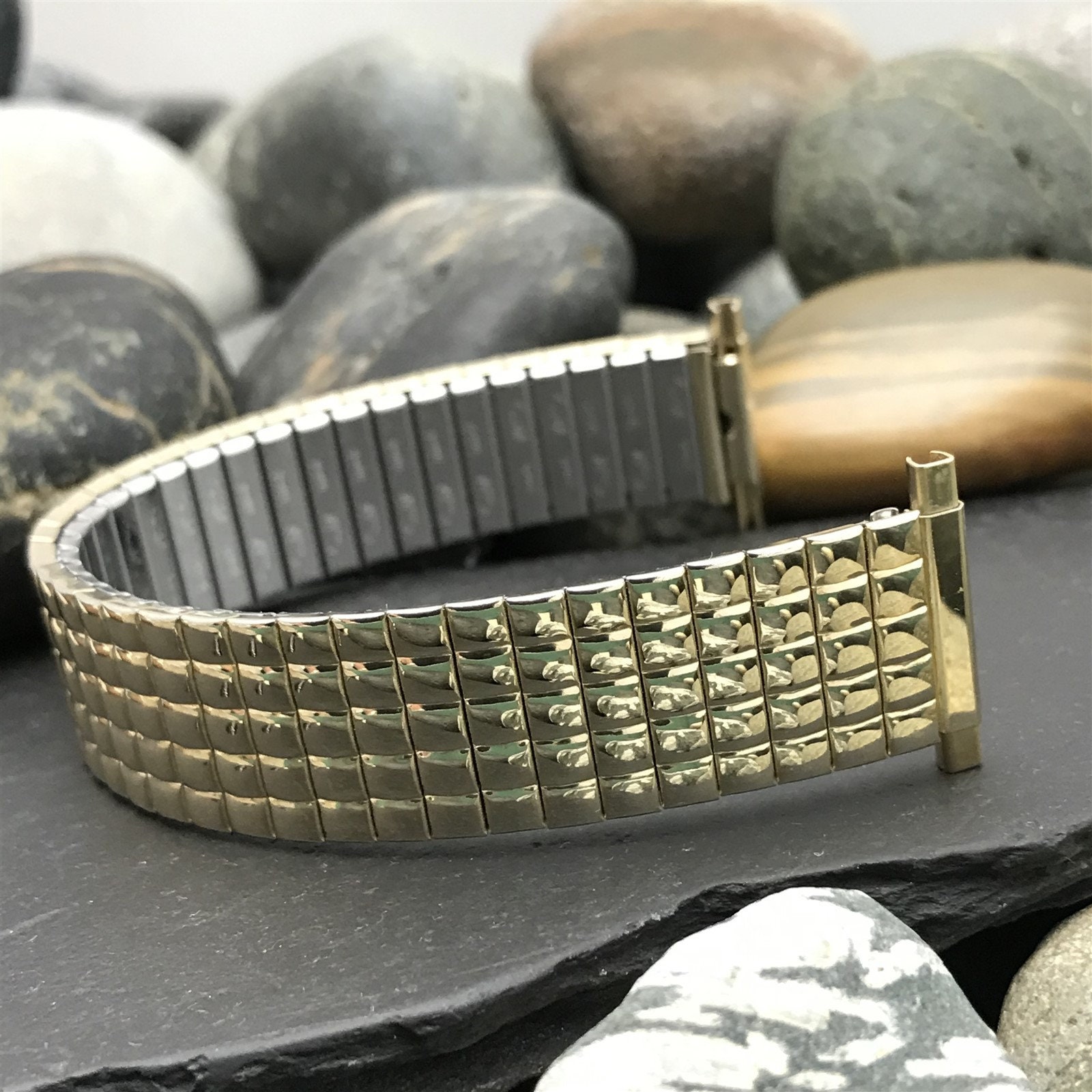 18mm 20mm Yellow Gold tone Speidel Twistoflex Unused 1980s Vintage