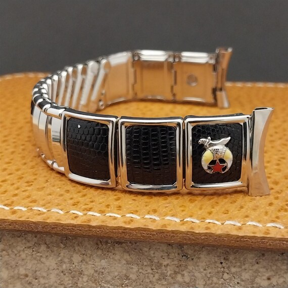 1950s Shriner Stainless Steel& Lizard JB Champion Mason Vintage Watch Band