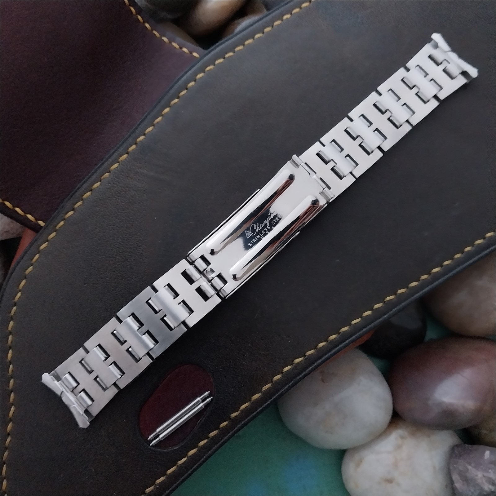 60S 70S 80S 90S Vintage バッジ 17 古着 アンティーク 17.2mm Solid Link Stainless Steel JB Champion Unused 1960s