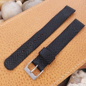 5/8&quot; Black Nylon Unused Classic 1950s Tropical Vintage Watch Band & Matte Buckle